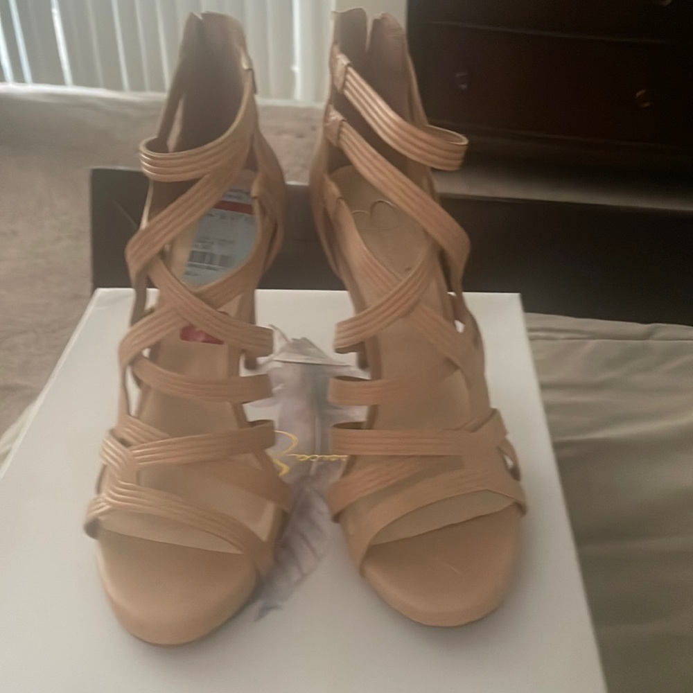 Jessica Simpson Strappy Tan Heels